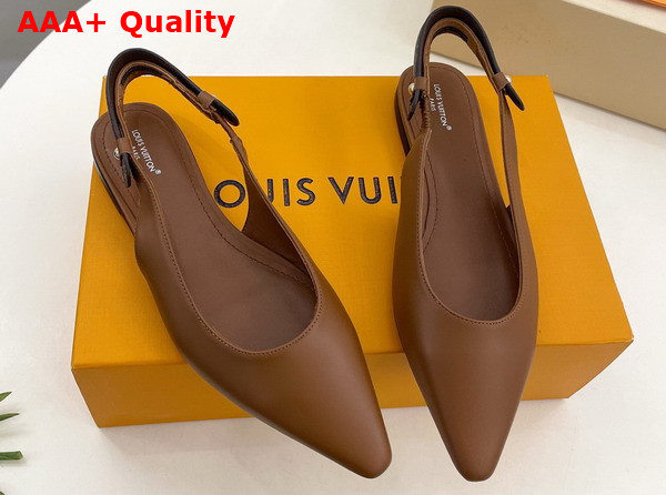 Louis Vuitton Legacy Slingback Ballerina in Cognac Brown Plain Calf Leather 1AHODE Replica