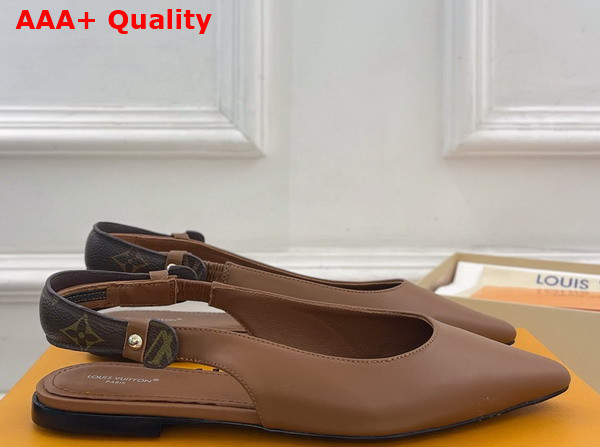 Louis Vuitton Legacy Slingback Ballerina in Cognac Brown Plain Calf Leather 1AHODE Replica
