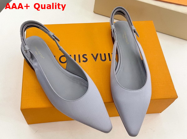 Louis Vuitton Legacy Slingback Ballerina in Grey Satin and Strass Replica