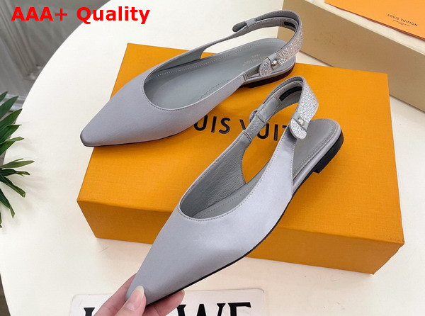Louis Vuitton Legacy Slingback Ballerina in Grey Satin and Strass Replica