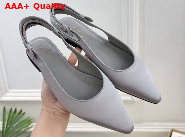 Louis Vuitton Legacy Slingback Ballerina in Grey Satin and Strass Replica