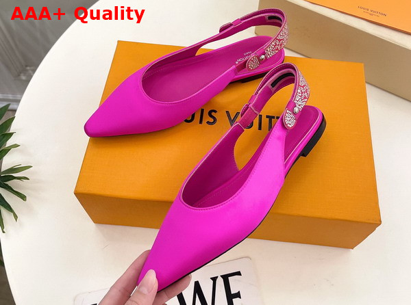 Louis Vuitton Legacy Slingback Ballerina in Rose Pop Pink Satin and Strass Replica