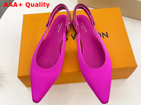 Louis Vuitton Legacy Slingback Ballerina in Rose Pop Pink Satin and Strass Replica