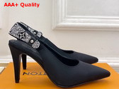 Louis Vuitton Legacy Slingback Pump in Black Satin and Strass High Heel 1AISLP Replica