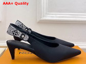 Louis Vuitton Legacy Slingback Pump in Black Satin and Strass Kitten Heel Replica
