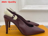 Louis Vuitton Legacy Slingback Pump in Bordeaux Red Plain Calf Leather High Heel Replica