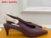 Louis Vuitton Legacy Slingback Pump in Bordeaux Red Plain Calf Leather Kitten Heel Replica