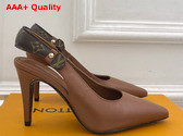 Louis Vuitton Legacy Slingback Pump in Cognac Brown Plain Calf Leather High Heel Replica