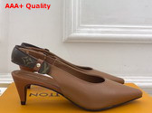 Louis Vuitton Legacy Slingback Pump in Cognac Plain Calf Leather Kitten Heel 1AHLER Replica