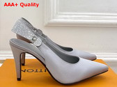 Louis Vuitton Legacy Slingback Pump in Grey Satin and Strass High Heel 1AISMN Replica