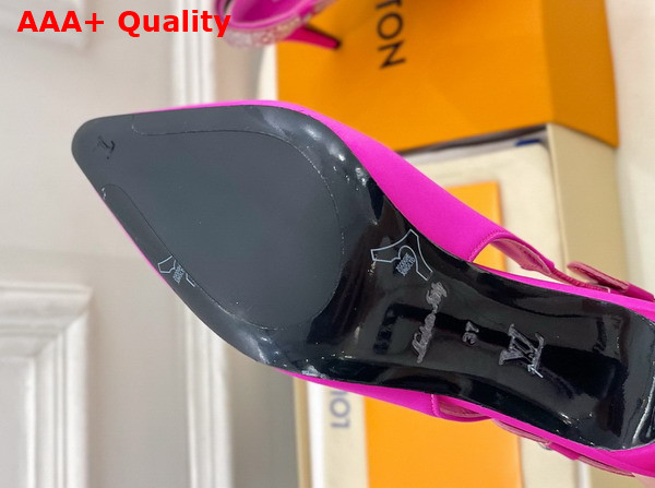 Louis Vuitton Legacy Slingback Pump in Rose Pop Pink Satin and Strass High Heel Replica
