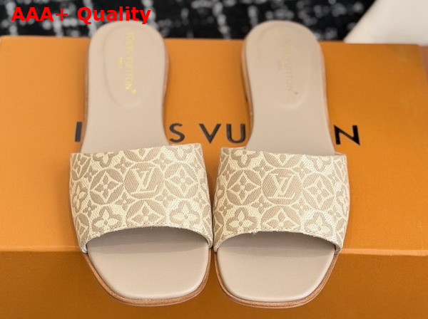 Louis Vuitton Lily Flat Mule in Beige Monogram Jacquard 1AHM99 Replica