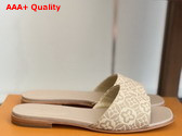 Louis Vuitton Lily Flat Mule in Beige Monogram Jacquard 1AHM99 Replica
