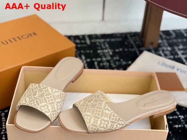 Louis Vuitton Lily Flat Mule in Beige Monogram Jacquard 1AHM99 Replica
