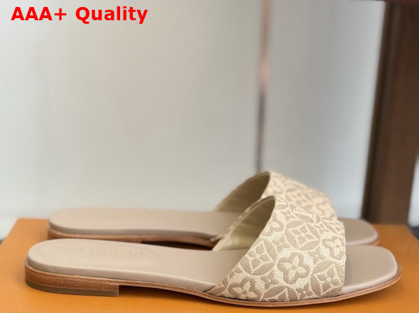 Louis Vuitton Lily Flat Mule in Beige Monogram Jacquard 1AHM99 Replica