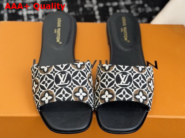 Louis Vuitton Lily Flat Mule in Black Monogram Jacquard Replica