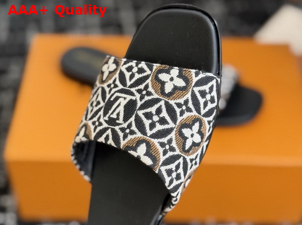 Louis Vuitton Lily Flat Mule in Black Monogram Jacquard Replica