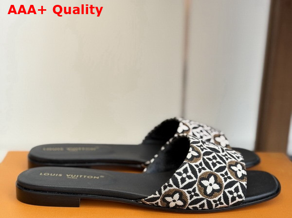Louis Vuitton Lily Flat Mule in Black Monogram Jacquard Replica