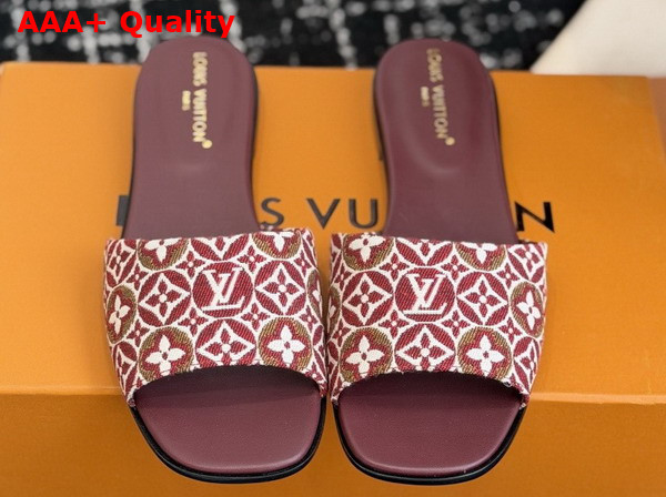 Louis Vuitton Lily Flat Mule in Bordeaux Monogram Jacquard Replica