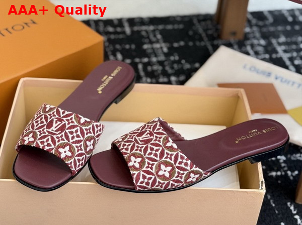 Louis Vuitton Lily Flat Mule in Bordeaux Monogram Jacquard Replica
