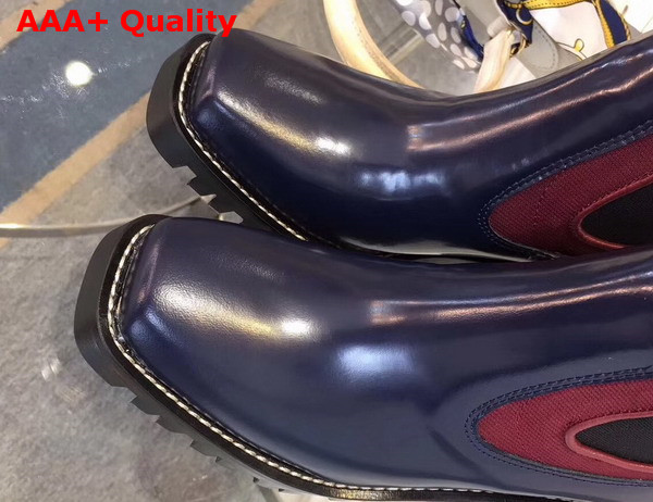 Louis Vuitton Limitless Ankle Boot Navy Blue Glazed Calf Leather with Elastic inserts on Both Sides Replica