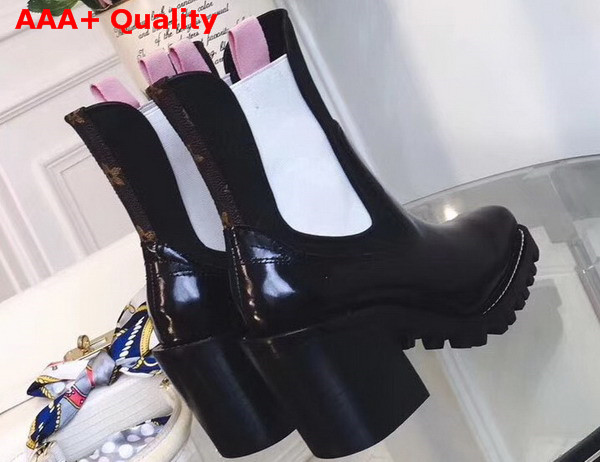 Louis Vuitton Limitless Ankle Boot Noir Blanc Glazed Calf Leather with Elastic inserts on Both Sides 1A3I88 Replica