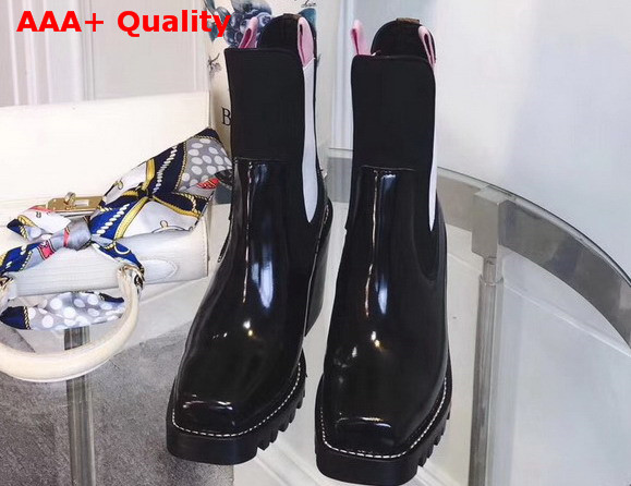 Louis Vuitton Limitless Ankle Boot Noir Blanc Glazed Calf Leather with Elastic inserts on Both Sides 1A3I88 Replica