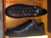 Louis Vuitton Line Up Sneaker Black Calf Leather and Damier Graphite Canvas Replica