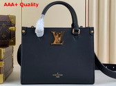 Louis Vuitton Lock Go Handbag in Black Grained Calf Leather M22311 Replica