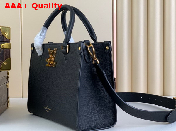 Louis Vuitton Lock Go Handbag in Black Grained Calf Leather M22311 Replica