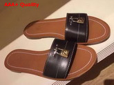 Louis Vuitton Lock It Flat Mule Noir Plain Calf Leather Replica