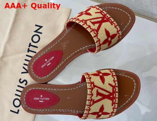 Louis Vuitton Lock It Flat Mule Red Raffia Replica