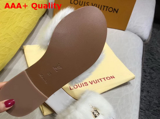 Louis Vuitton Lock It Flat Mule White Mink Fur 1A43NW Replica