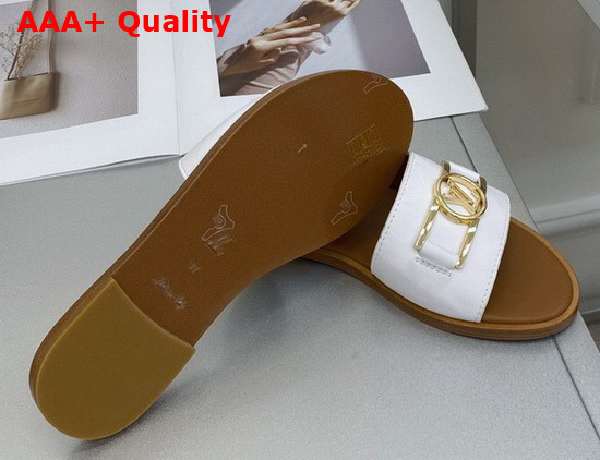 Louis Vuitton Lock It Flat Mule in White Grained Calf Leather 1A6501 Replica