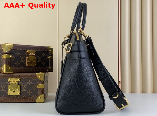 Louis Vuitton Lock It MM Bag in Black Taurillon Leather and Smooth Leather M22914 Replica