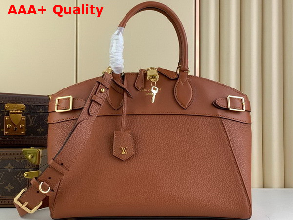 Louis Vuitton Lock It MM Bag in Gold Taurillon Leather and Smooth Leather M22925 Replica