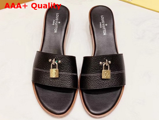 Louis Vuitton Lock It Mule Black Grained Calf Leather 1A4FI0 Replica