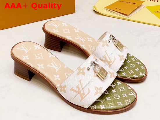 Louis Vuitton Lock It Mule White and Moka Brown Patent Monogram Canvas Replica