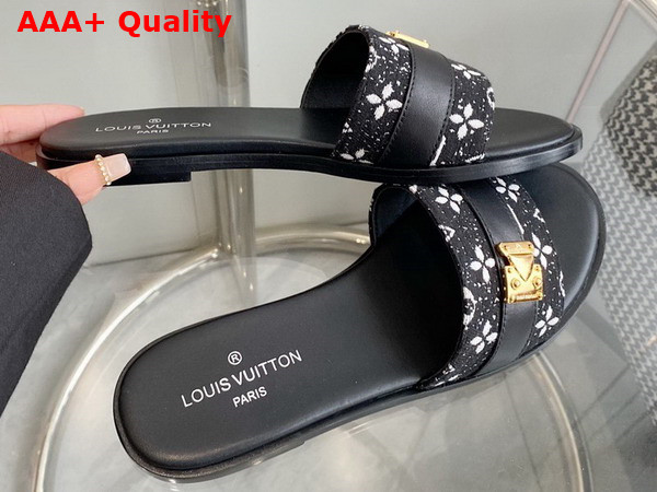 Louis Vuitton Lock It Mule in Black Monogram Denim and Calf Leather Replica