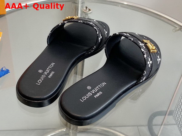 Louis Vuitton Lock It Mule in Black Monogram Denim and Calf Leather Replica