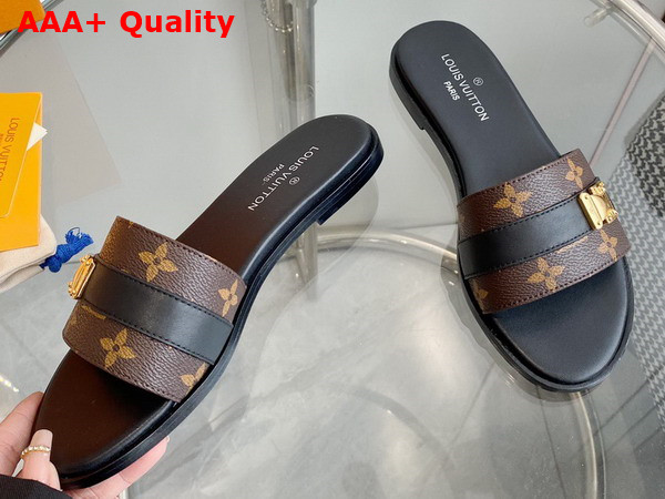Louis Vuitton Lock It Mule in Black Patent Monogram Canvas Replica