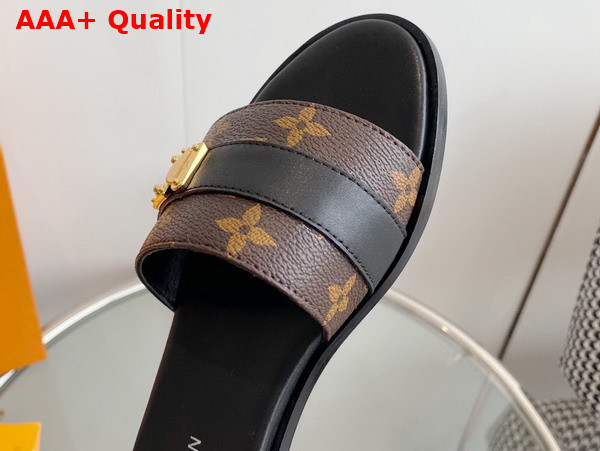Louis Vuitton Lock It Mule in Black Patent Monogram Canvas Replica
