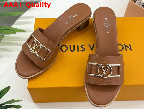 Louis Vuitton Lock It Mule in Cognac Brown Grained Calf Leather 1A64IG Replica