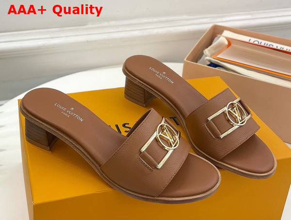 Louis Vuitton Lock It Mule in Cognac Brown Grained Calf Leather 1A64IG Replica