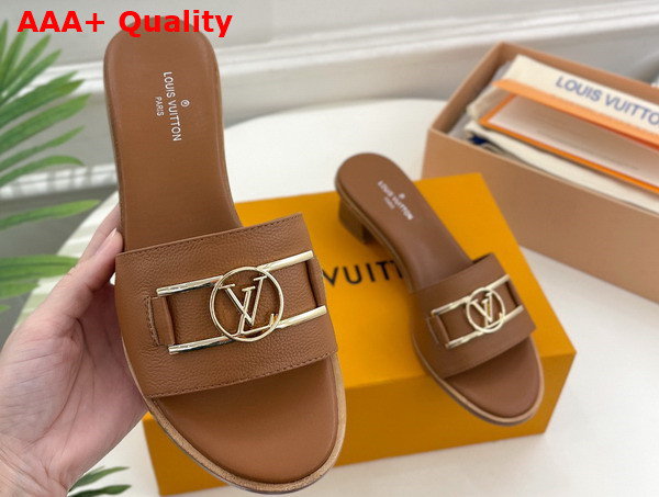 Louis Vuitton Lock It Mule in Cognac Brown Grained Calf Leather 1A64IG Replica