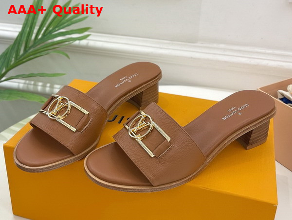 Louis Vuitton Lock It Mule in Cognac Brown Grained Calf Leather 1A64IG Replica