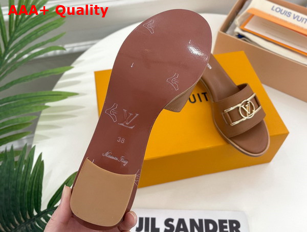 Louis Vuitton Lock It Mule in Cognac Brown Grained Calf Leather 1A64IG Replica