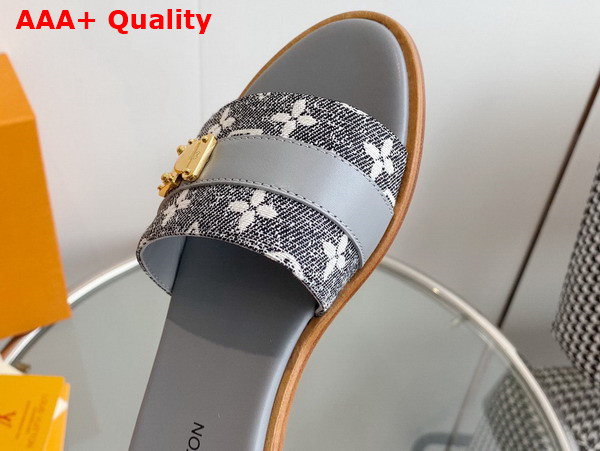 Louis Vuitton Lock It Mule in Gray Monogram Denim and Calf Leather Replica