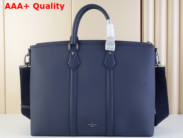 Louis Vuitton Lock It Tote in Navy Grained Calf Leather Replica