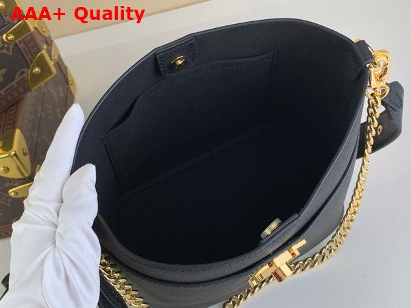 Louis Vuitton Lock and Walk Sleek Bucket Bag in Black Grained Calf Leather M24006 Replica